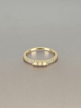 Gold Opal and CZ Accent Ring